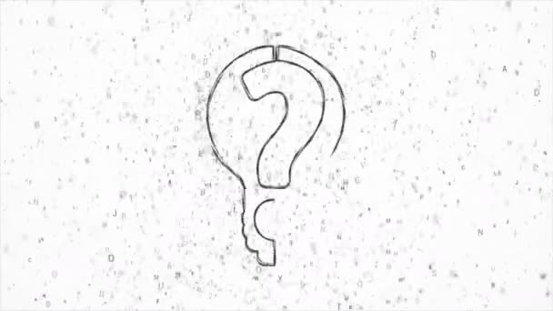 Ícone Lâmpada Lâmpada Com Ponto Interrogação Letras Forma Abc Animação — Vídeo de Stock