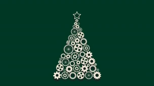 Árbol de Navidad hecho de engranajes — Vídeos de Stock