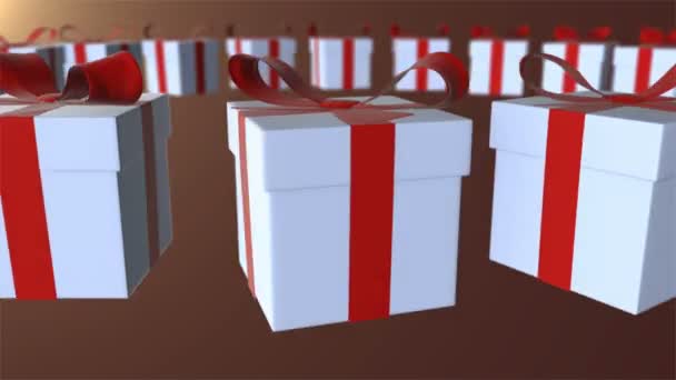 Caixa de presente com fita vermelha — Vídeo de Stock