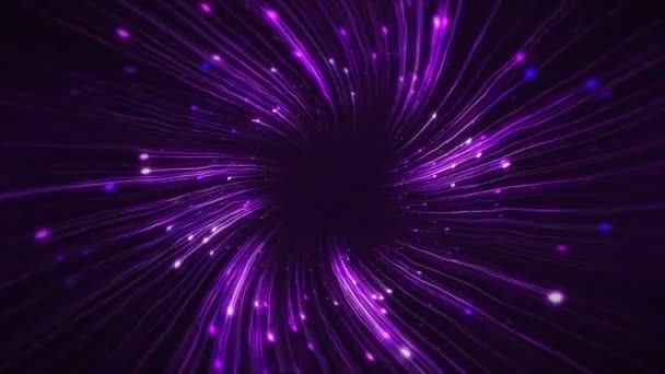 Політ усередині фіолетових зірок тунель повороту — стокове відео