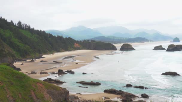 Oceano con vista sulle rocce in Oregon — Video Stock