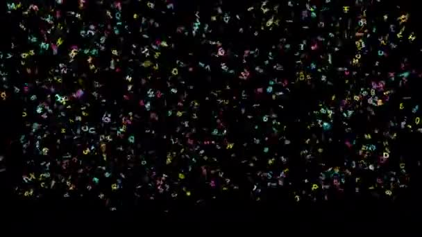 ABC Confetti Explosion Coscade for your School Party. Use Screen mode to overlay — Stock Video