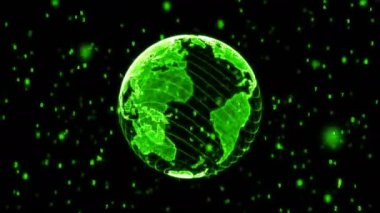 Yeşil Dijital Dünya Globe Loopable