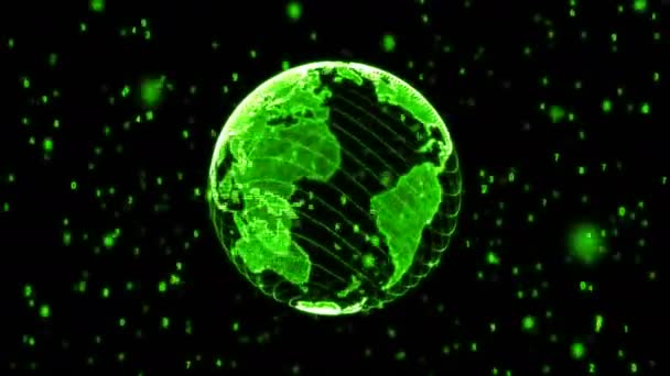 Grüne digitale Welt Globus lückenhaft — Stockvideo
