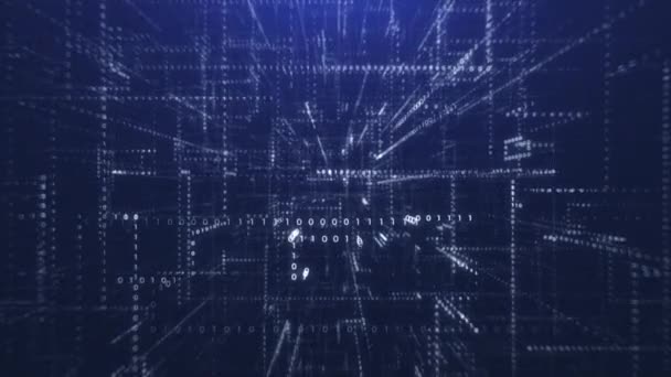Blue Abstract Binary Code Background — Stock Video