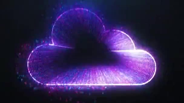 Chmura ikona formularz purpurowy Binary Tunnel — Wideo stockowe