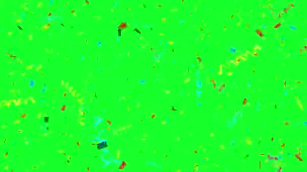 Πολύχρωμη έκρηξη κομφετί σε πράσινη οθόνη — Αρχείο Βίντεο