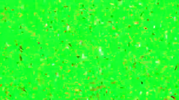 Golden Confetti Τρεις Έκρηξη σε πράσινη οθόνη — Αρχείο Βίντεο