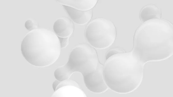 Abstrato 3D renderização deformada Metaballs brancos — Fotografia de Stock