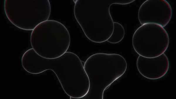 Abstract 3D rendering misvormde Black Metaballs — Stockfoto