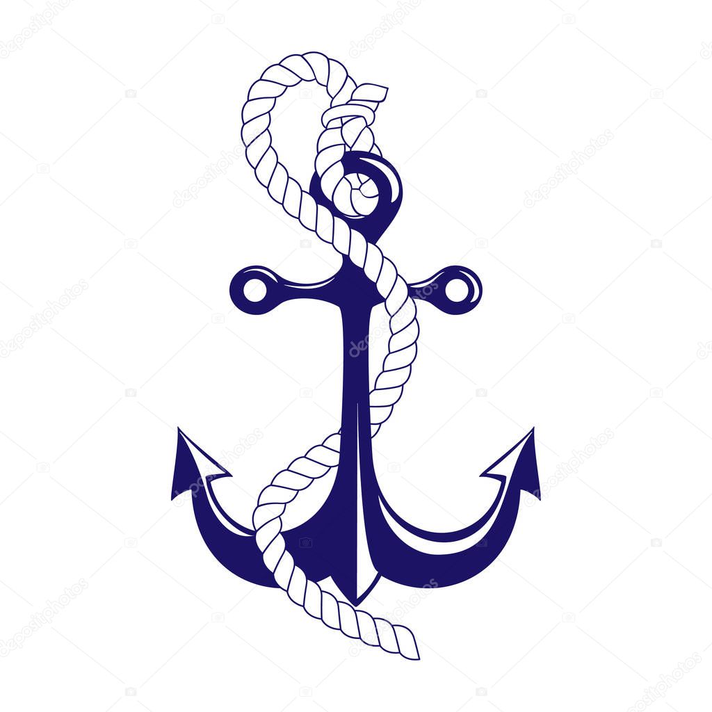Nautical Anchor Symbol - Vector Illustration on White Background