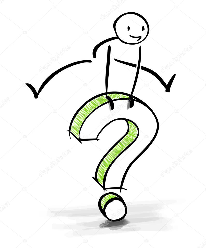 Overcoming Doubts and Making a Decision - Having a Positive Attitude - stick figures vector illustration