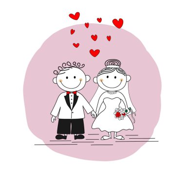 Wedding invitation card - Bride and groom together clipart