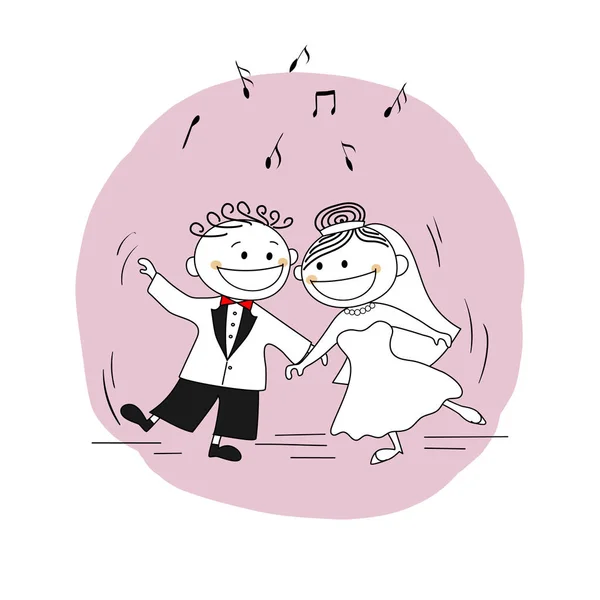 ちょうど結婚されていたカップルの最初の結婚式のダンス — ストックベクタ