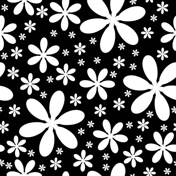 Vektor Nahtloses Blumenmuster Schwarz Und Weiß — Stockvektor