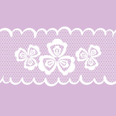 vektör seamless modeli dantel kurdele, beyaz ve lila rengi