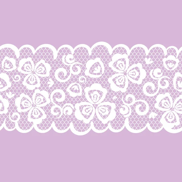 Vector Seamless Pattern Lacy Ribbon White Lilac Color — Stock Vector