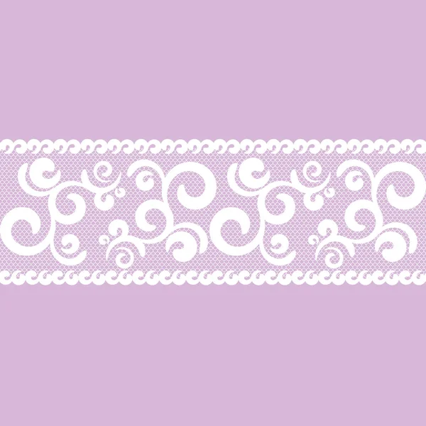 Vector Seamless Pattern Lacy Ribbon White Lilac Color — Stock Vector