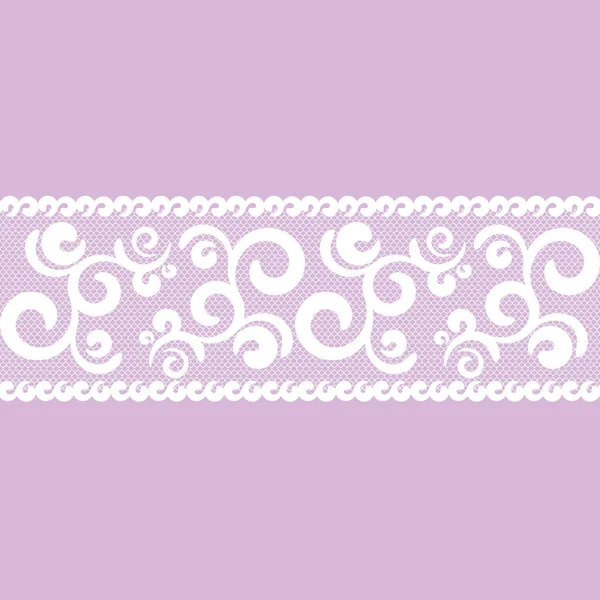 Ruban Dentelle Motif Sans Couture Vectorielle Couleur Blanche Lilas — Image vectorielle