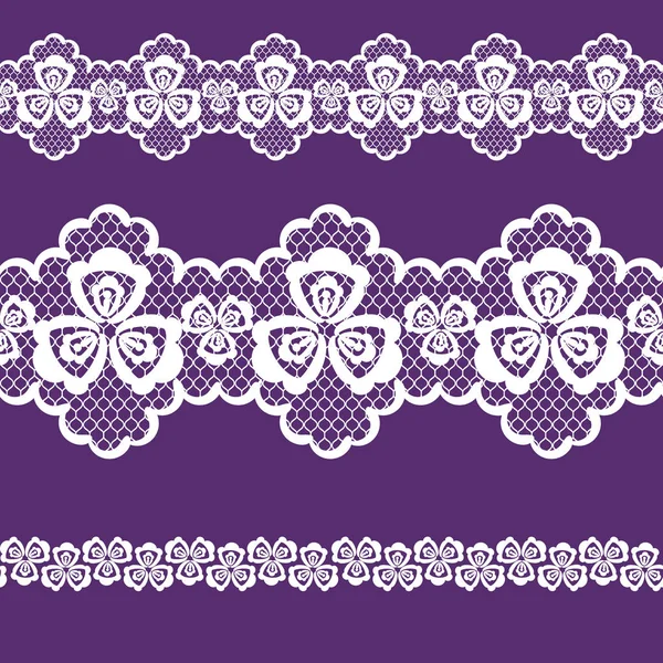 Векторный Бесшовный Узор Кружевной Ленты Белого Фиолетового Цвета — стоковый вектор