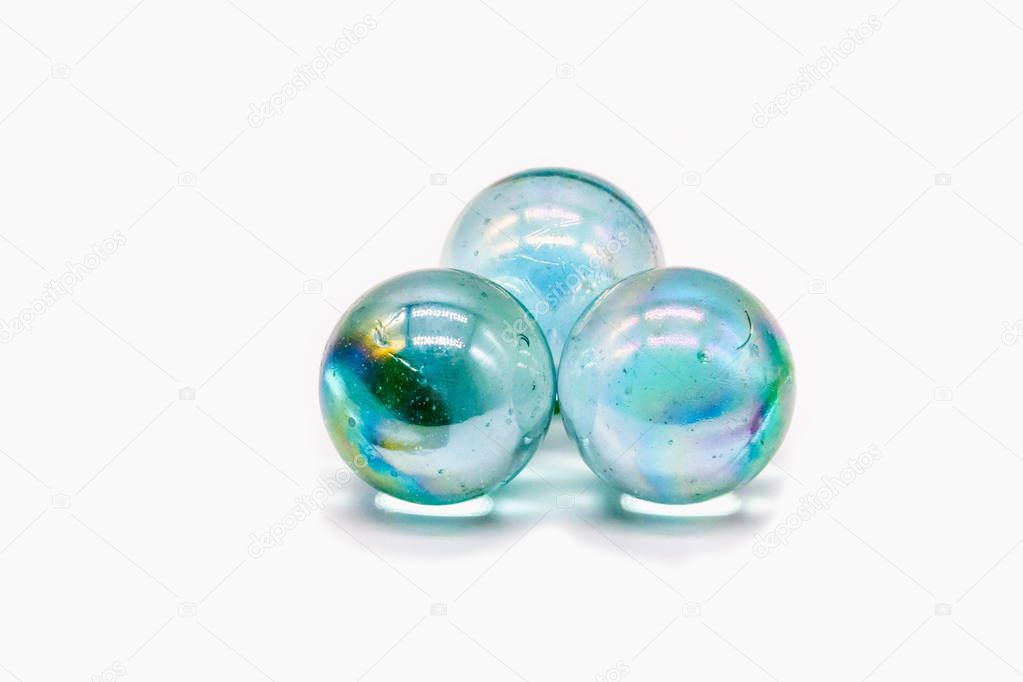 Three White crystal ball on a white background