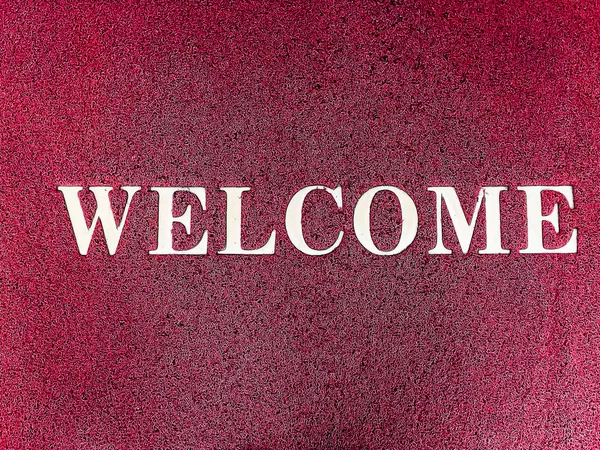 Red Wipes Welcome Words — Stock Photo, Image