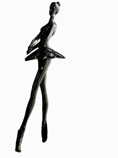 Metal statue of a black woman on a white background