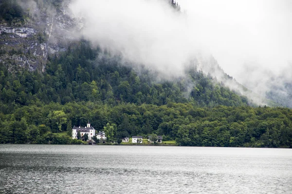 Widoki Jezioro Hallstatt Patrz Hallstatter Część Dachstein Salzkammergut Krajobrazu Kulturowego — Zdjęcie stockowe