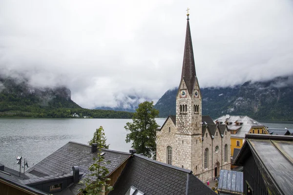 Views Neo Gothic Evangelical Church Hallstatt Part Dachstein Salzkammergut Cultural — Stock Photo, Image