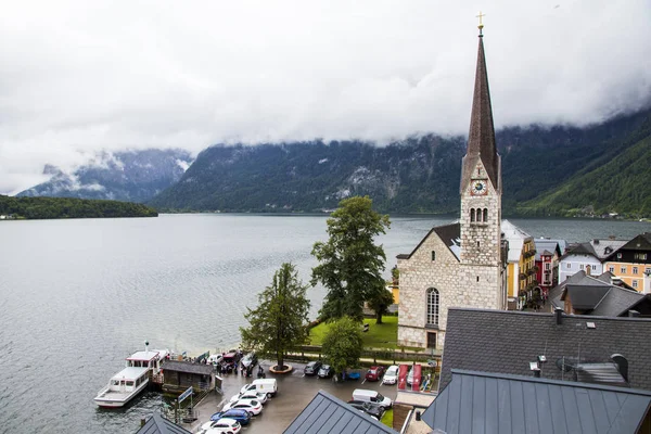 Neo Gotik Protestan Kilisesi Dachstein Salzkammergut Kültürel Peyzaj Dünya Mirası — Stok fotoğraf