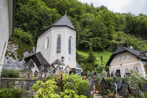 Charnel Huset Beinhaus Och Kyrkogården Den Katolska Kyrkan Antagandet Hallstatt — Stockfoto