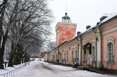 The Galleria Rantakasarmi, the pink-plated Main Gate of Suomenlinna fortress, Helsinki, Finland clipart