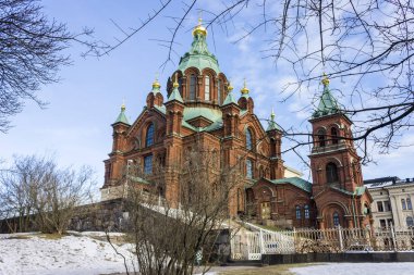 Uspenski Katedrali'ne (Uspenskin katedraali), Meryem Ana yı Dormition için adanmış bir Ortodoks Katedrali. Helsinki, Finlandiya