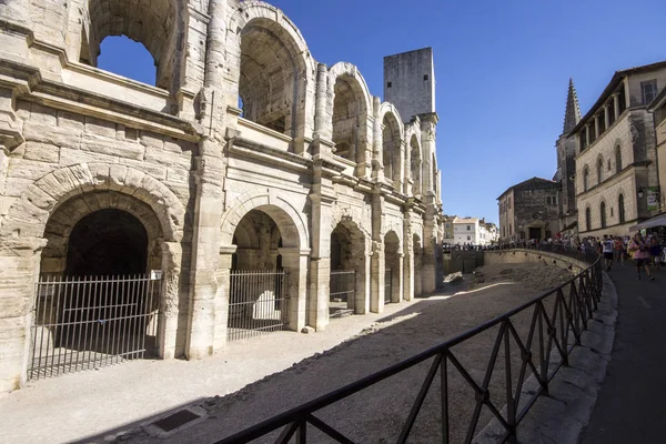 Amfiteatr Arles Arenes Arles Języku Francuskim Dwuwarstwowej Rzymski Amfiteatr Południowej — Zdjęcie stockowe
