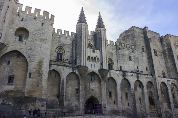 Palais Des Papes Lub Papieskiego Pałacu Jednej Największych Najważniejszych Średniowiecznych — Zdjęcie stockowe