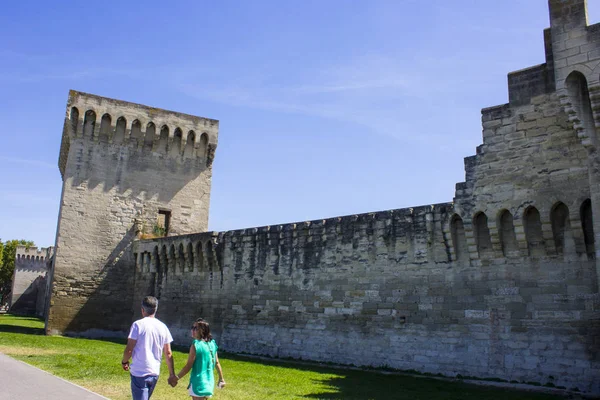 Murallas Torres Ciudad Papal Aviñón Sur Francia Patrimonio Humanidad Desde — Foto de Stock