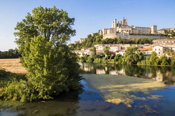 Views Sunset French City Beziers Trees River Orb 13Th Century — Stock Photo, Image