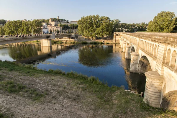 Мост Канал Орб Безье Часть Канала Миди Юге Франции Городом — стоковое фото