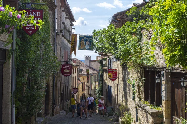 Ruas Casas Cordes Sur Ciel Uma Bela Cidade Medieval Sul — Fotografia de Stock