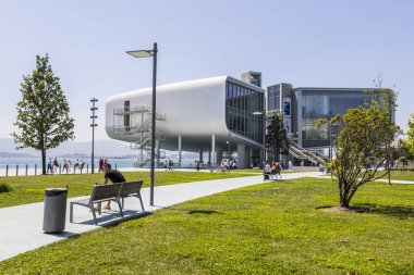 Santander, Spain. The Centro Botin (Botin Center), a cultural installation and museum dedicated to the exhibition and artistic research. Designed by Renzo Piano and inaugurated in 2017 clipart