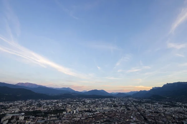 Widok Lotu Ptaka Ulic Grenoble Fort Bastille — Zdjęcie stockowe