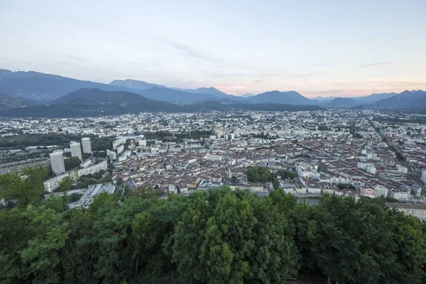 Widok Lotu Ptaka Ulic Grenoble Fort Bastille — Zdjęcie stockowe