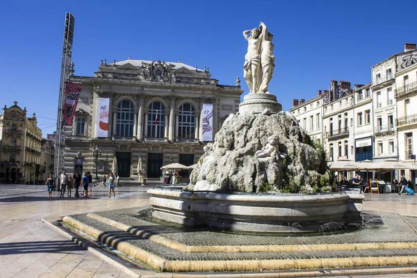 Památky Place Comedie Hlavní Nejdůležitější Náměstí Montpellier Francie — Stock fotografie