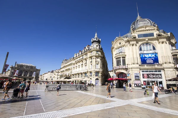 Monumentos Place Comedie Plaza Principal Más Importante Montpellier Francia —  Fotos de Stock