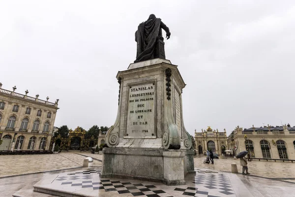 Spiżowa Statua Stanisław Leszczyński Place Stanislas Nancy Francji Dziedzictwo Unesco — Zdjęcie stockowe