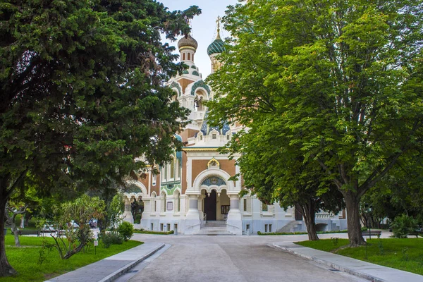 Nicholas Rosyjskiej Cerkwi Wschodniej Cerkwi Znajduje Się Mieście Nice Jest — Zdjęcie stockowe