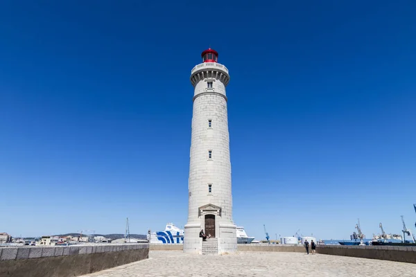 Faro Phare Mole Saint Louis Sete Francia Con Gnv Majestic — Foto Stock