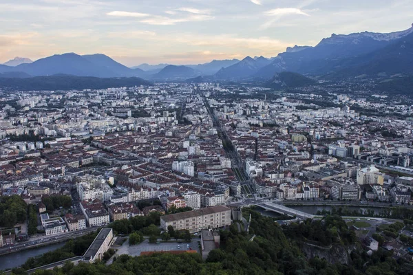 Flygfoto Över Gatorna Grenoble Från Fort Bastille — Stockfoto