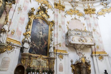 İç Ettal Abbey (Kloster Ettal), bir Benedictine Manastırı Ettal Köyü, Bavyera, Almanya