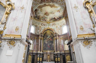 İç Ettal Abbey (Kloster Ettal), bir Benedictine Manastırı Ettal Köyü, Bavyera, Almanya